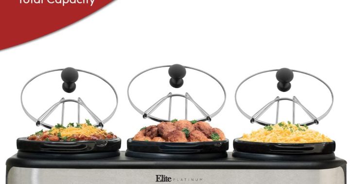 Elite Platinum EWMST-325 Maxi-Matic Triple Slow Cooker Buffet